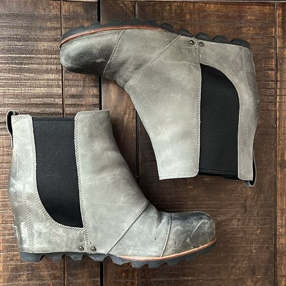 Sorel Wedge Mid Boot Waterproof Dark Gray Fog Size 10 Womens - Picture 6 of 10